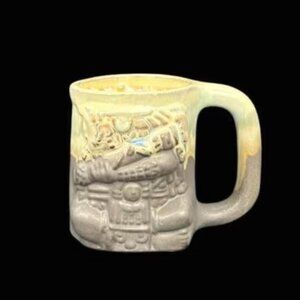 C&C Pottery Mexico Hand Made "Cancun" Mayan Stoneware Coffee Mug Cup Signed